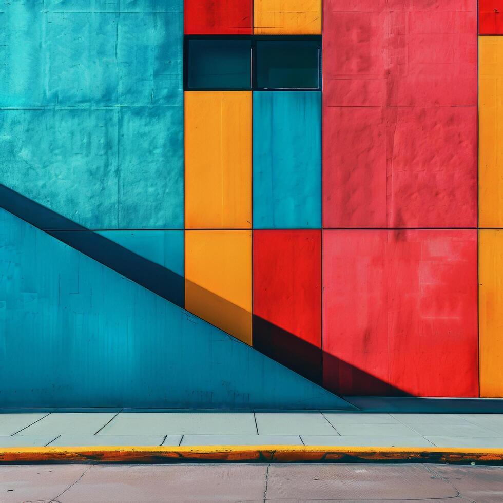 AI generated Woman Walking Past Colorful Wall photo