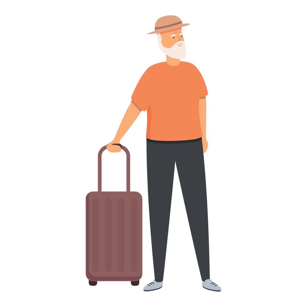 Smiling person ready for travel icon cartoon vector. Travel bag vector