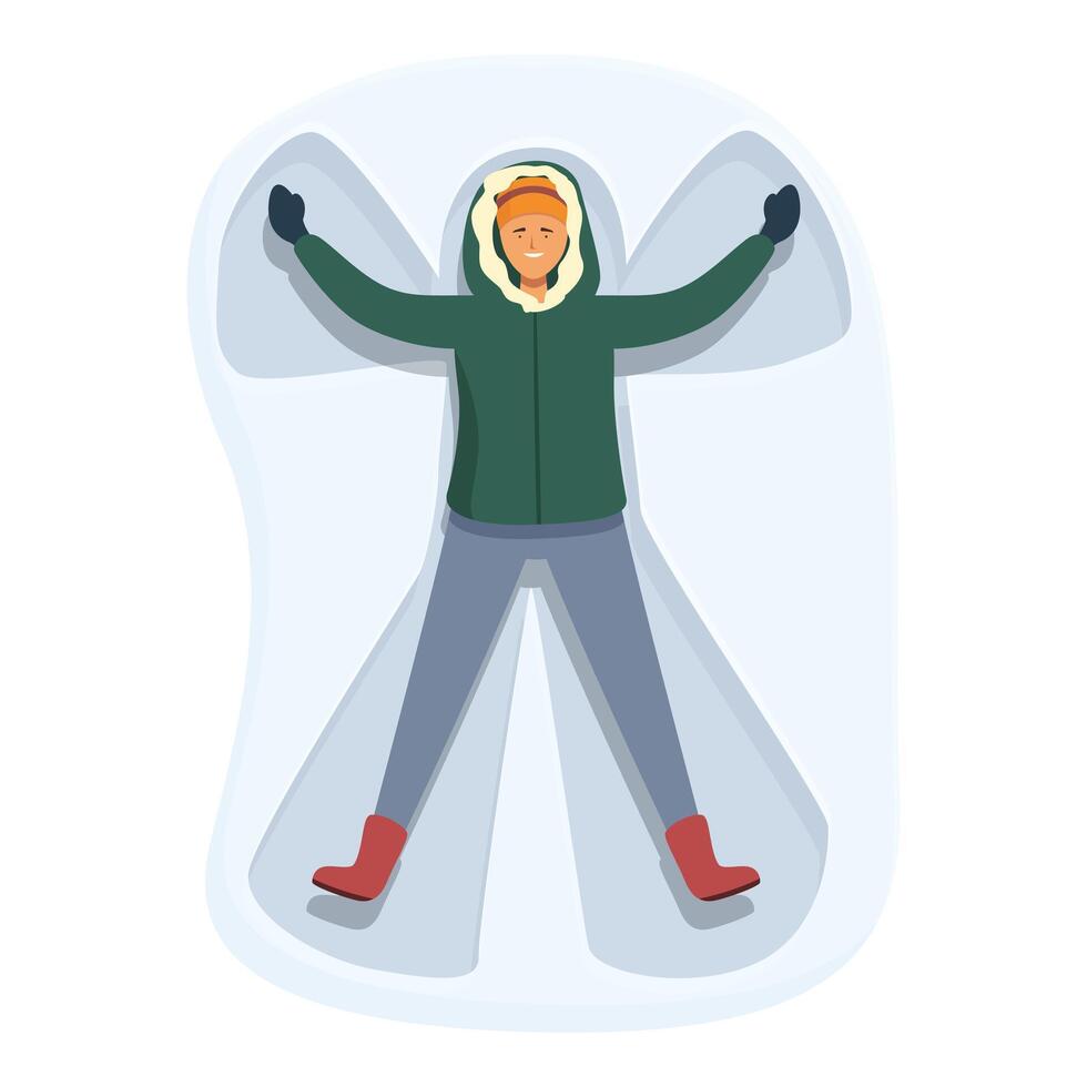 Cool outdoor winter fun icon cartoon vector. Snow angel vector