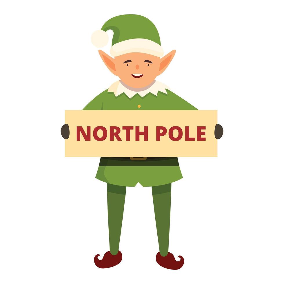 Elf take north pole banner icon cartoon vector. Xmas party festive vector