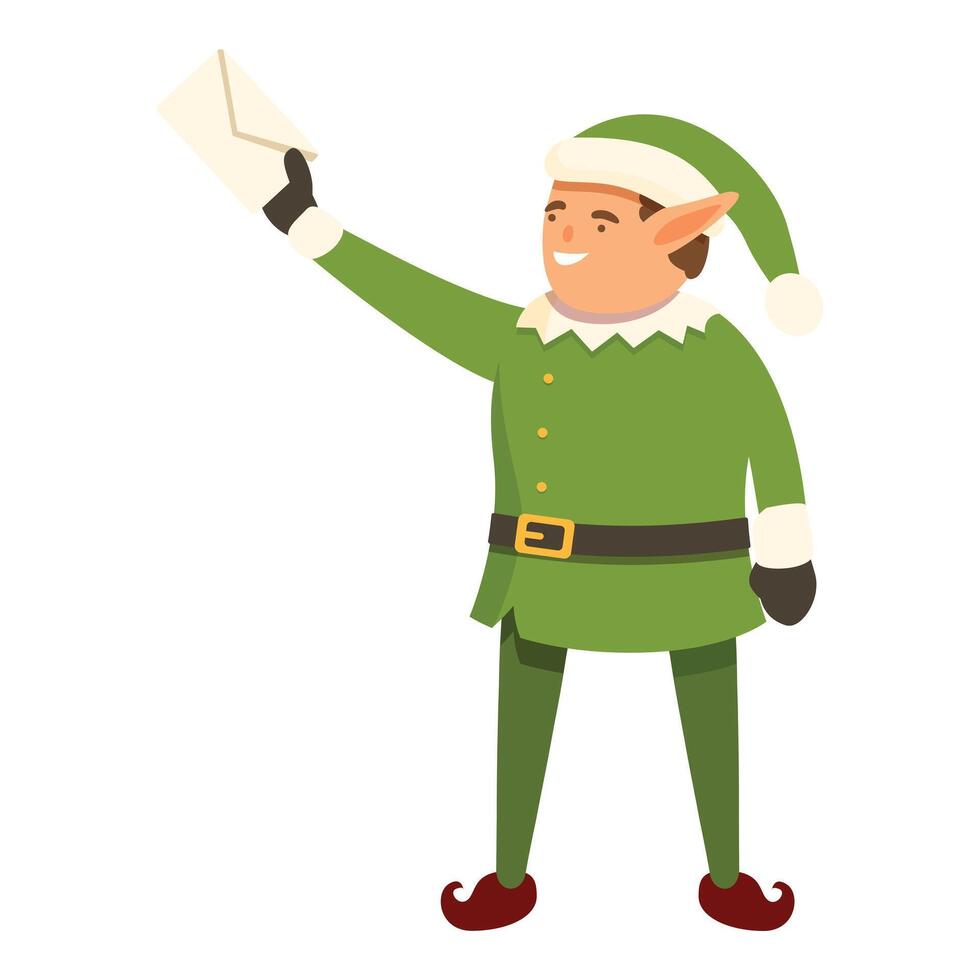 Elf give festive mail icon cartoon vector. Christmas party vector