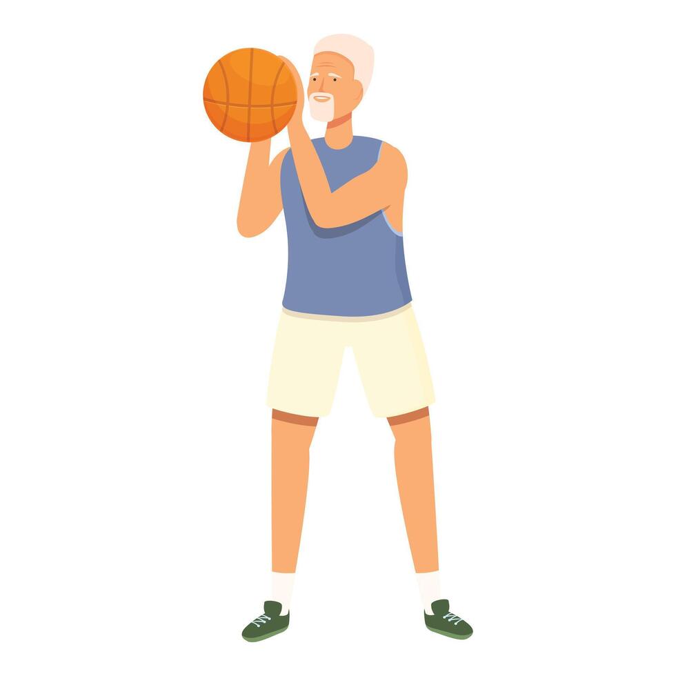 Basketball ball drop icon cartoon vector. Senior person workout vector