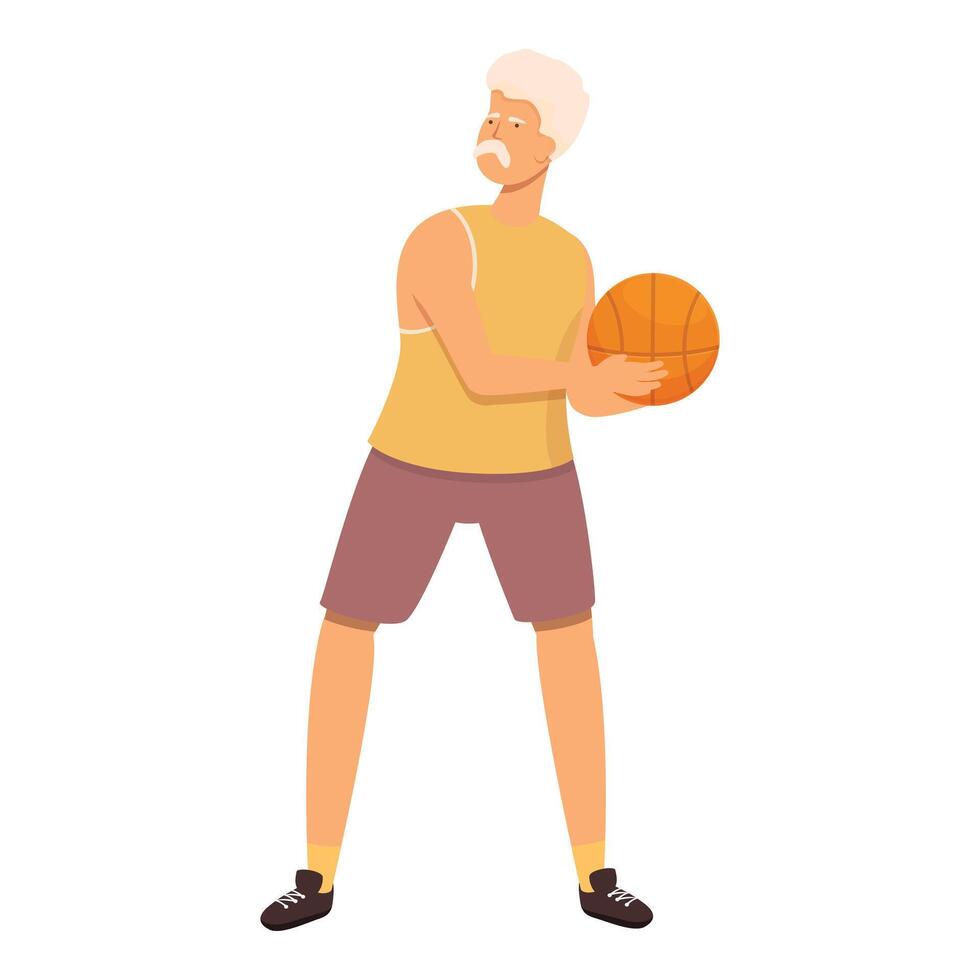 tomar baloncesto pelota icono dibujos animados vector. deporte antiguo hombre vector