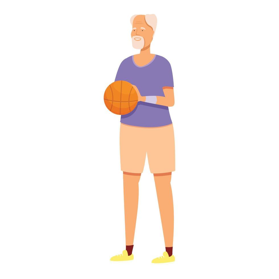 Active senior basketball icon cartoon vector. Human workout vector