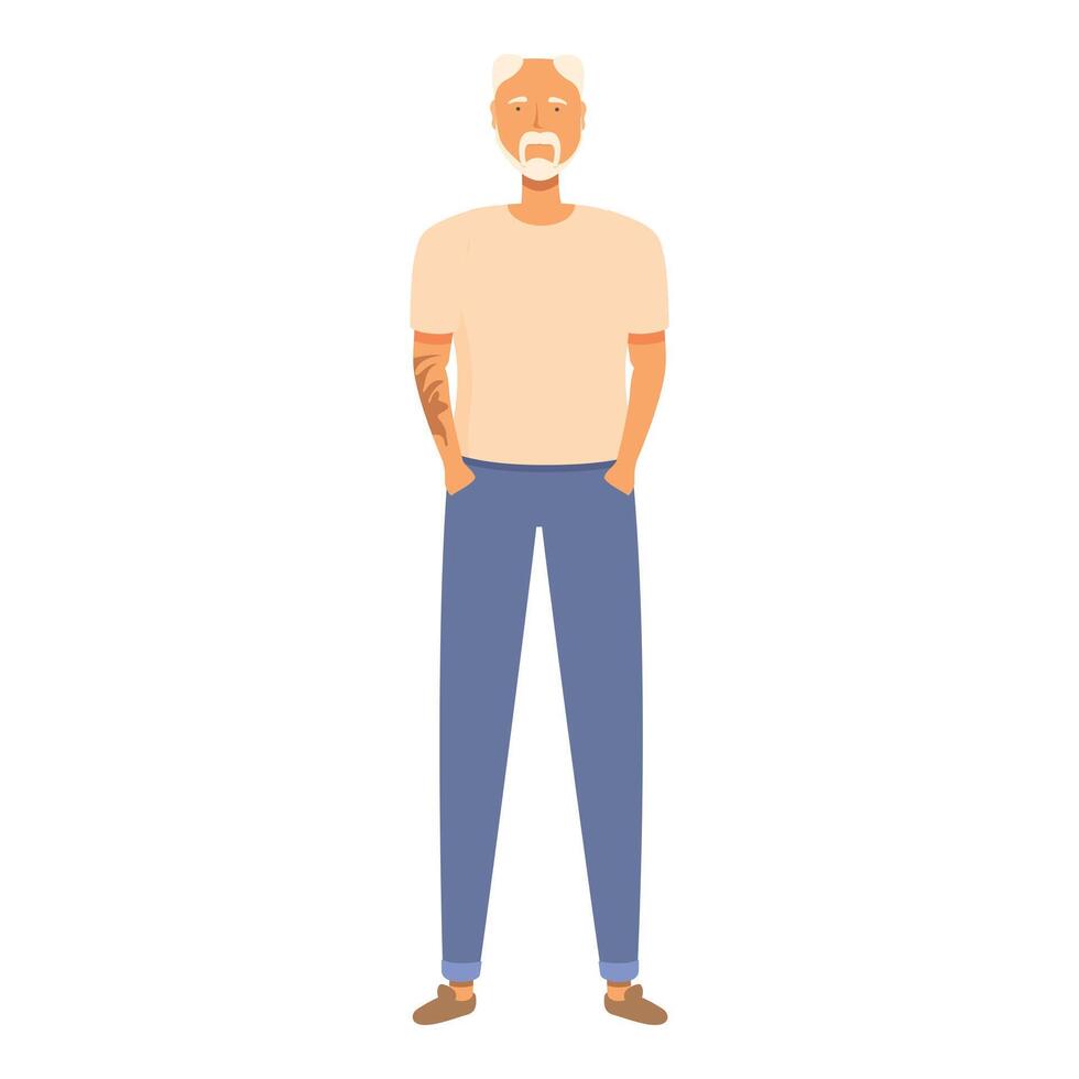 Happy mustache senior icon cartoon vector. Person face happy vector