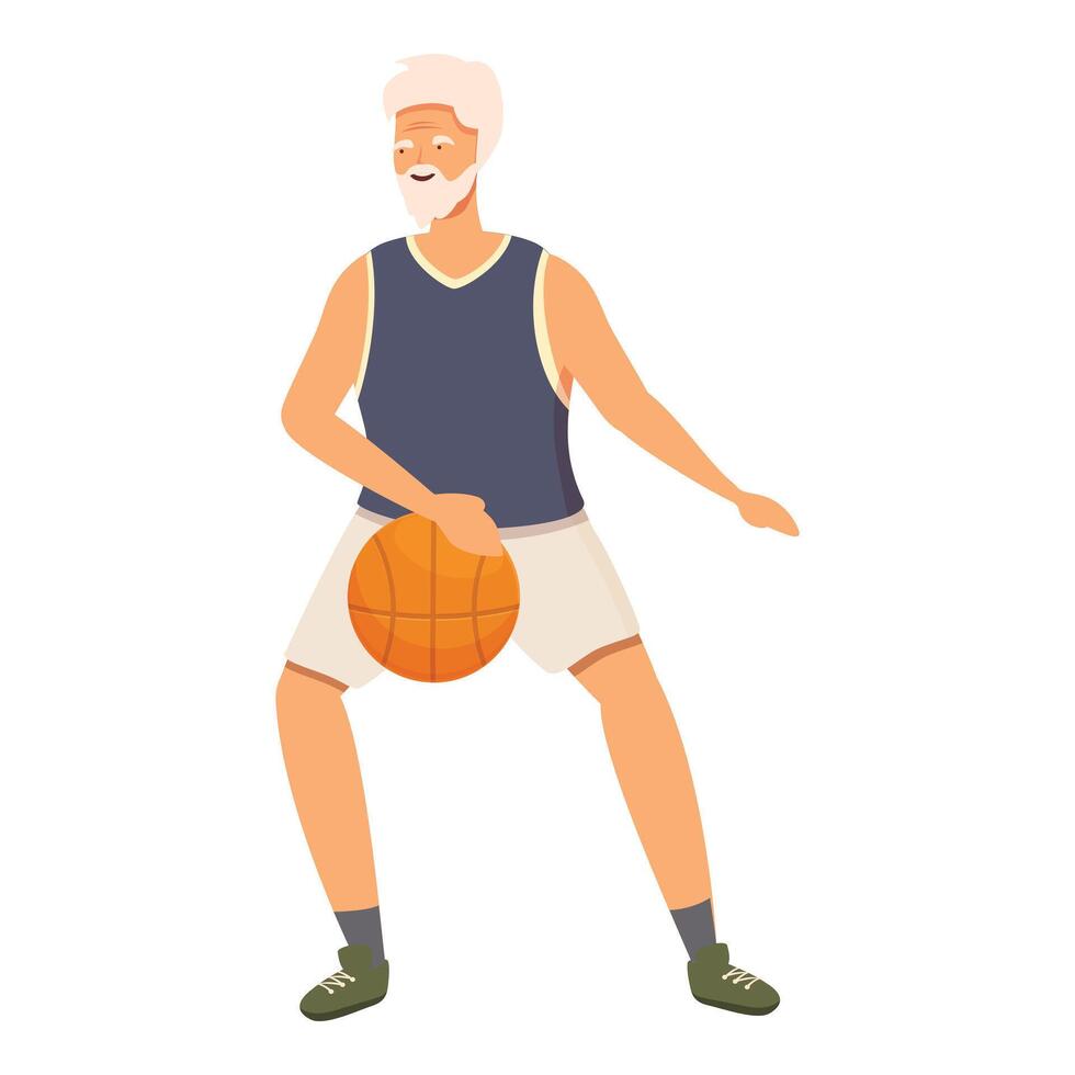 Active basketball play icon cartoon vector. Elderly person vector