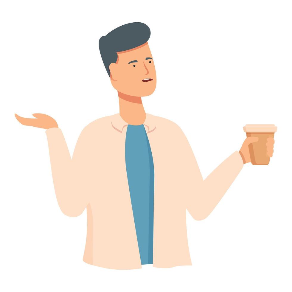 Drinking coffee conversation icon cartoon vector. Business talking vector