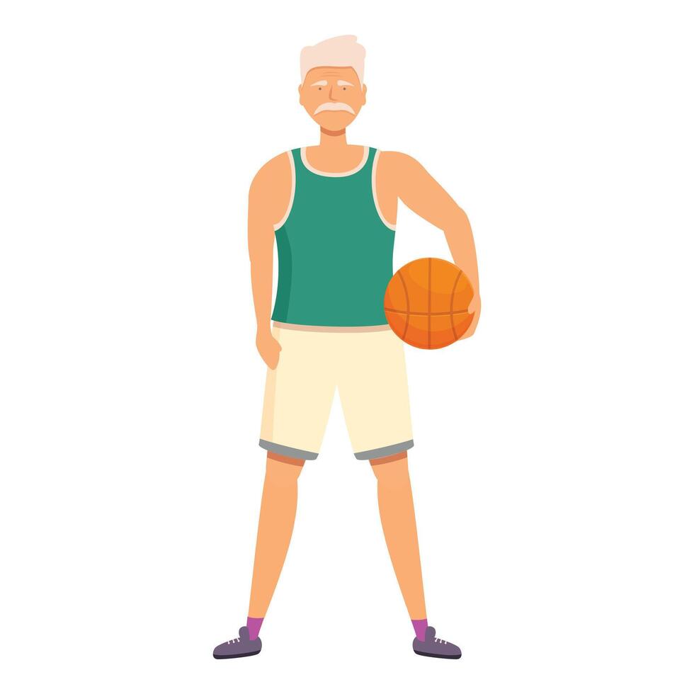 Happy senior basketball player icon cartoon vector. Care person vector