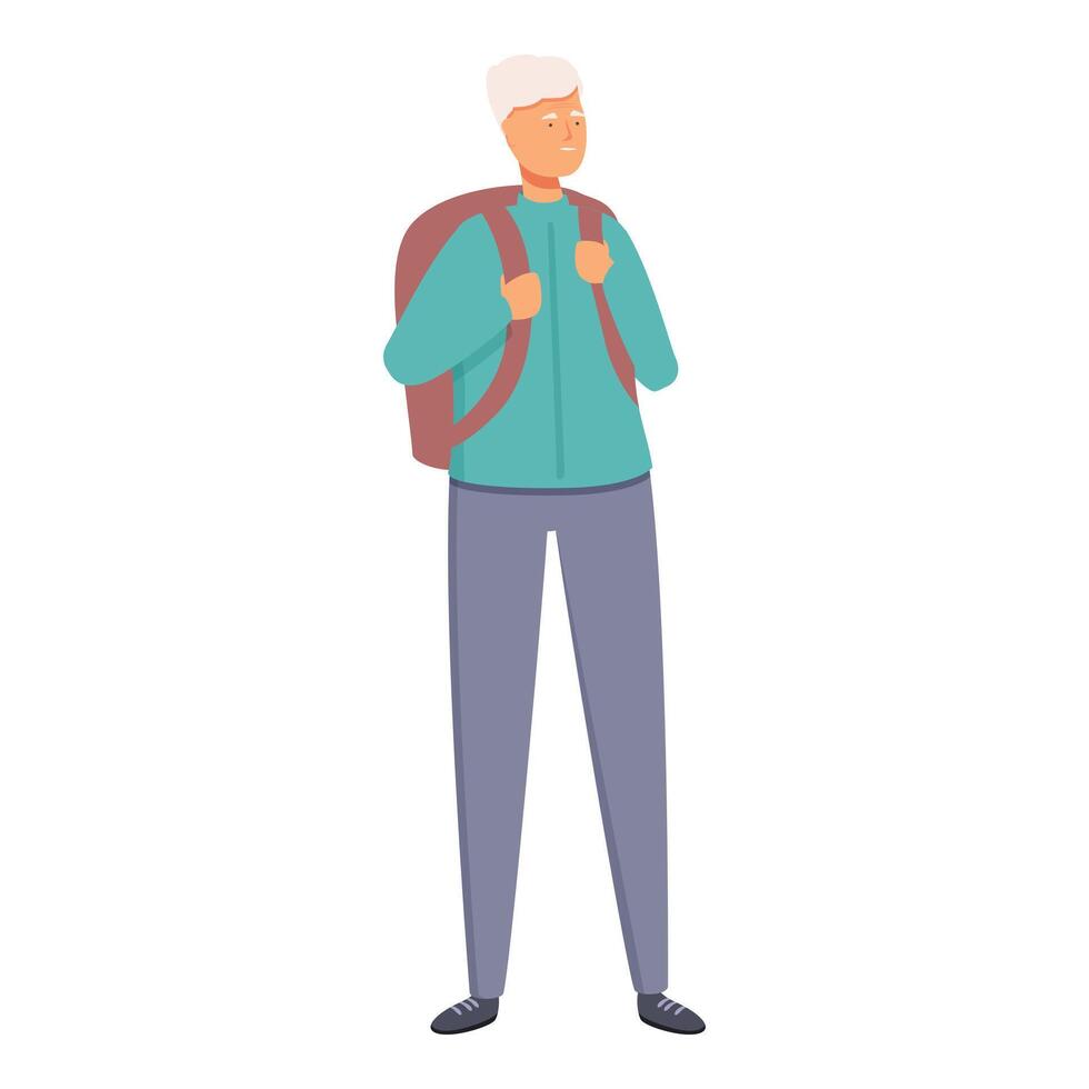 Granny person travel icon cartoon vector. Backpack equipment vector
