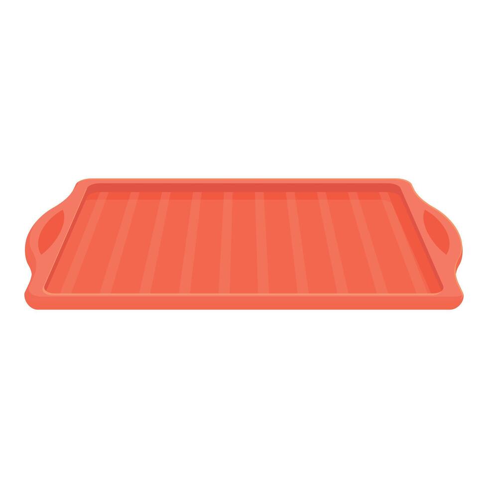 Red plastic tray icon cartoon vector. Element catering vector