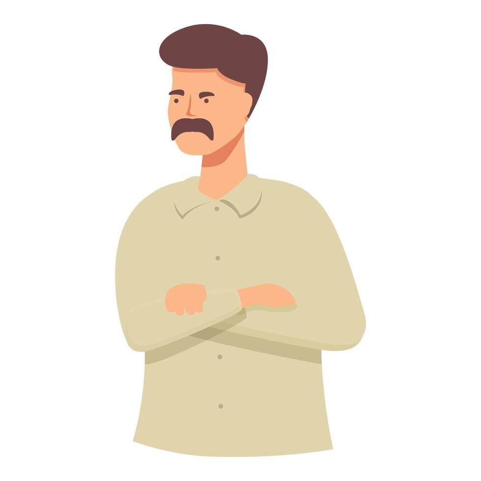 Serios mustache father talk icon cartoon vector. Family conversation vector