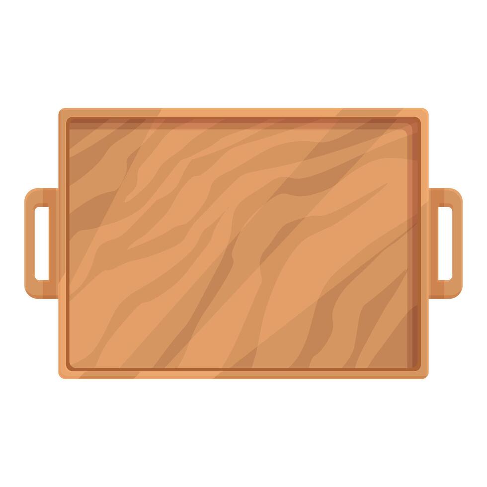 Wooden tray icon cartoon vector. Food cooking plate vector