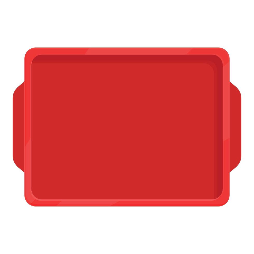 Red plastic tray icon cartoon vector. Food menu pot vector