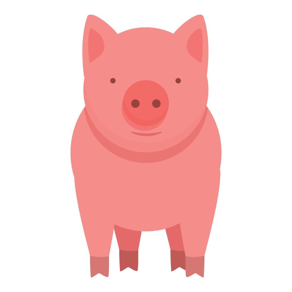 Pink pig icon cartoon vector. Farm animal vector