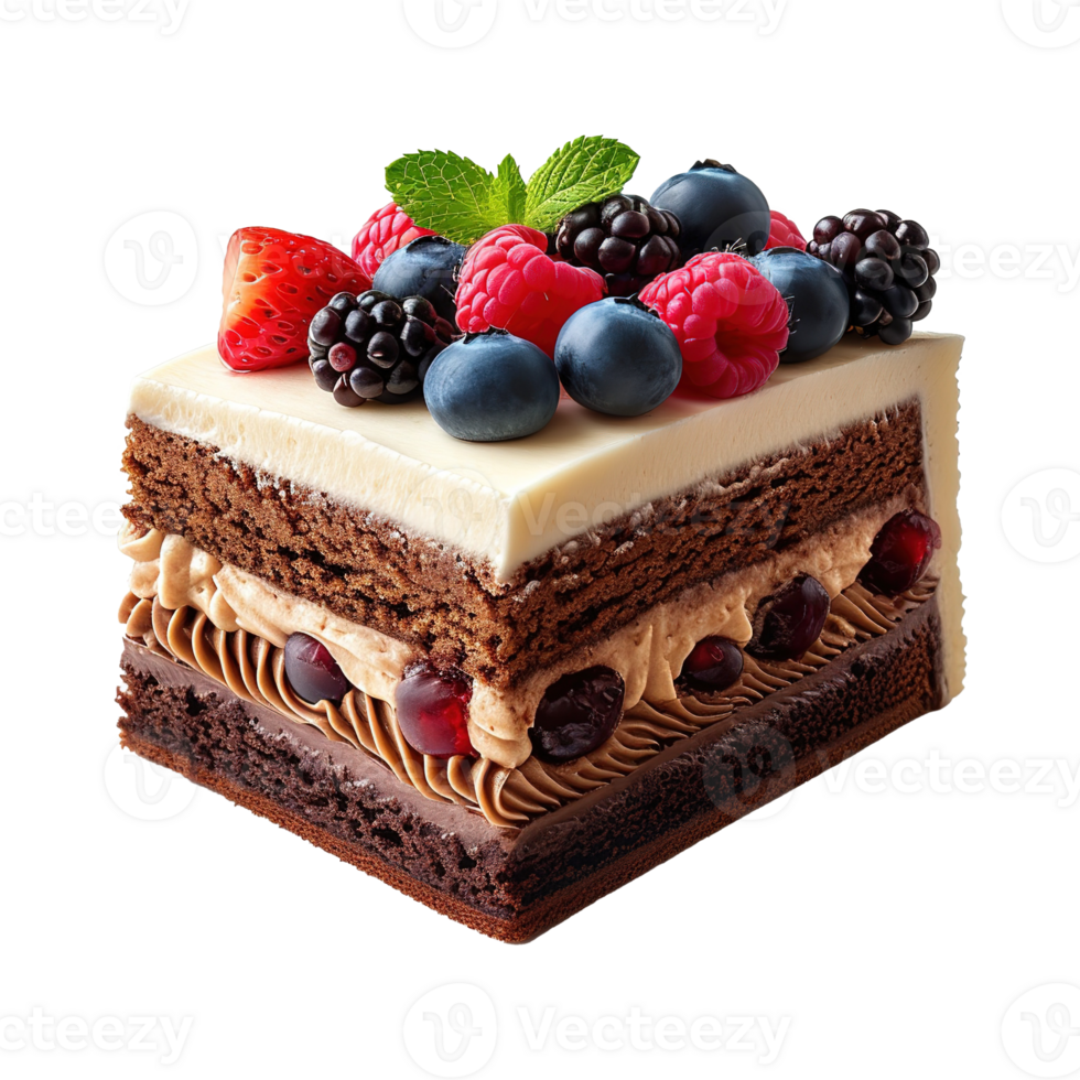 AI generated Delicious cake with berries isolated on transparent background png