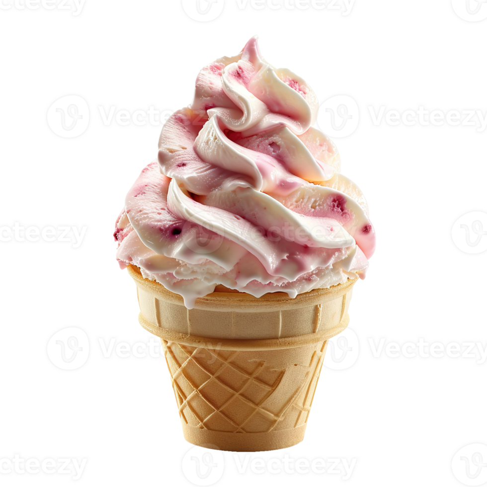 AI generated Ice cream in waffle cone isolated on transparent background png