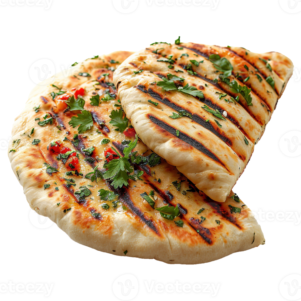 AI generated Stuffed flatbread isolated on transparent background png