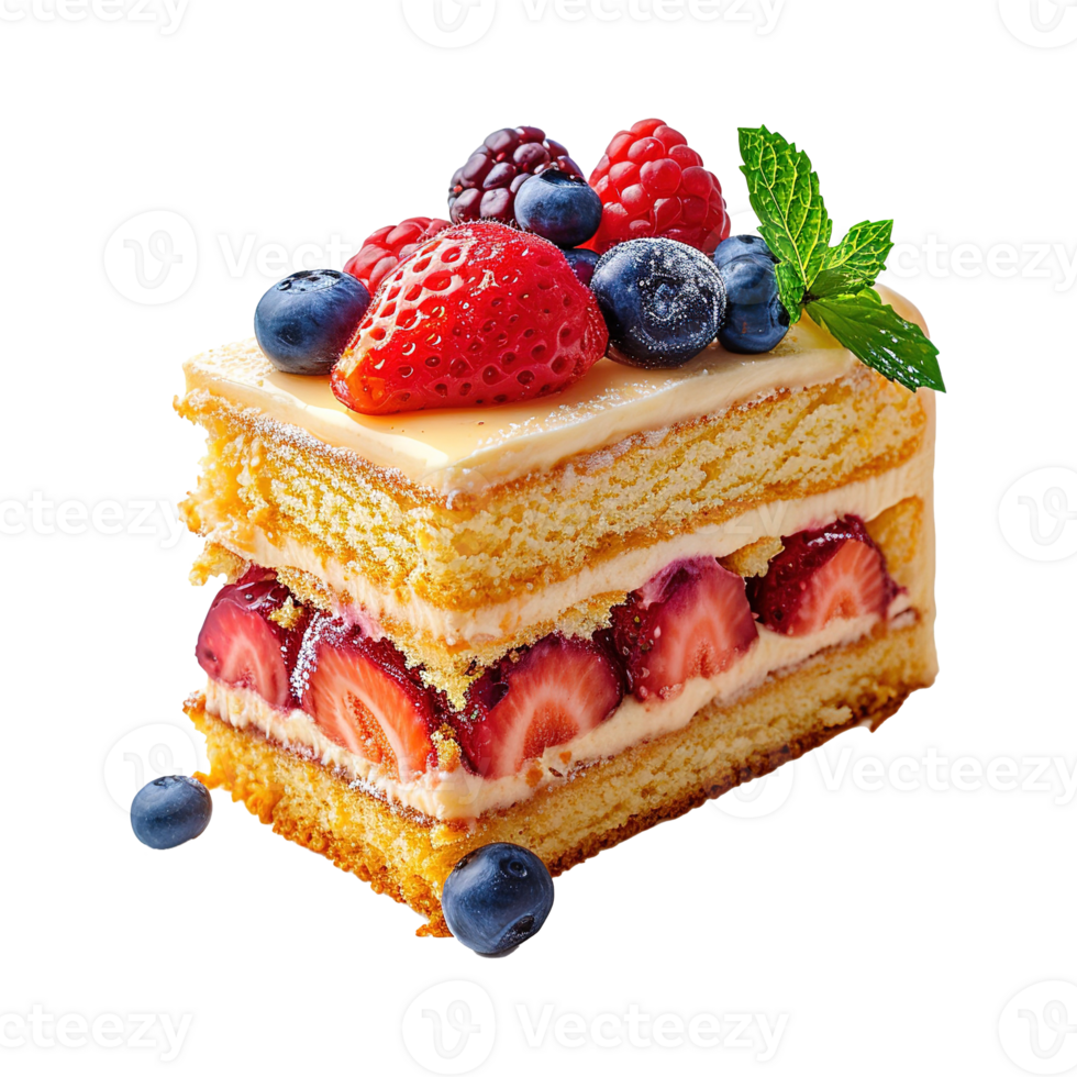 AI generated Delicious cake with berries isolated on transparent background png