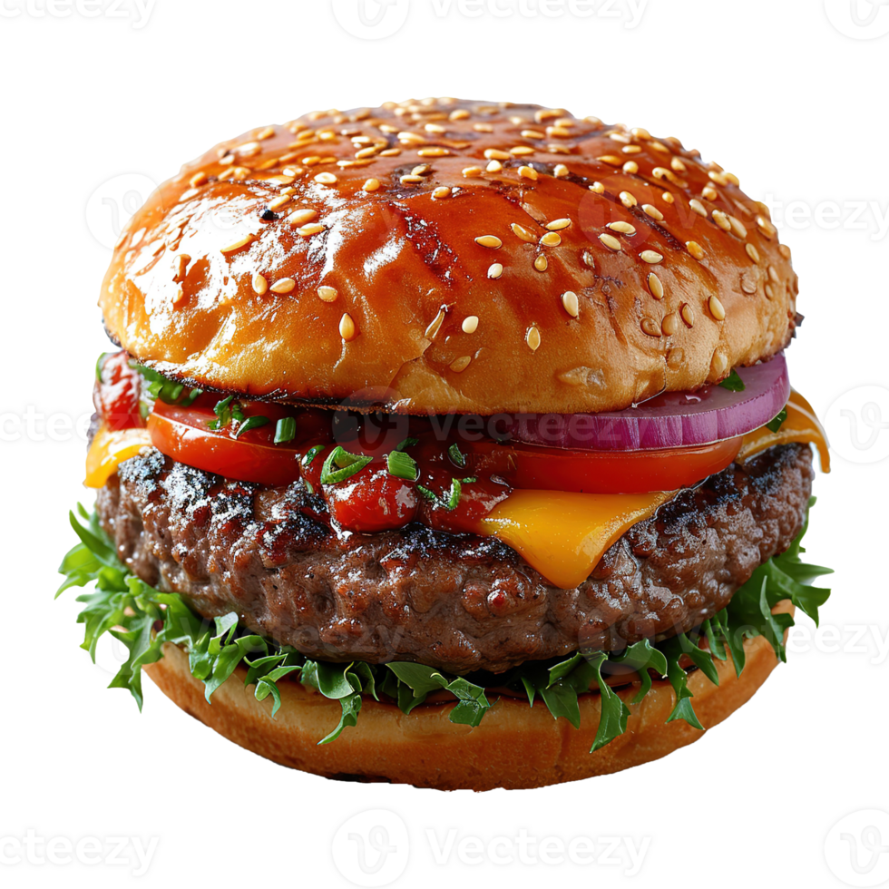 AI generated Big hamburger isolated on transparent background png
