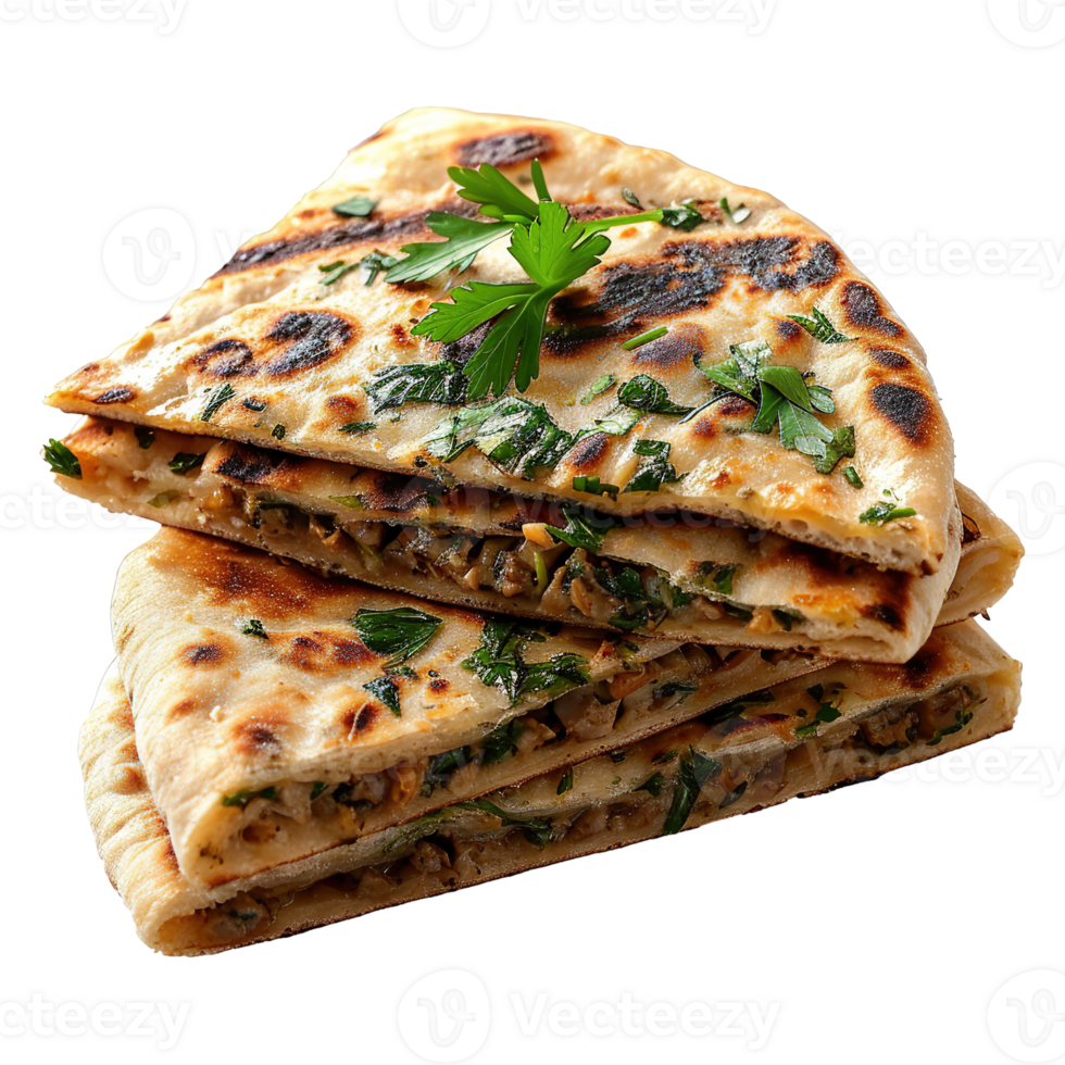 AI generated Stuffed flatbread isolated on transparent background png
