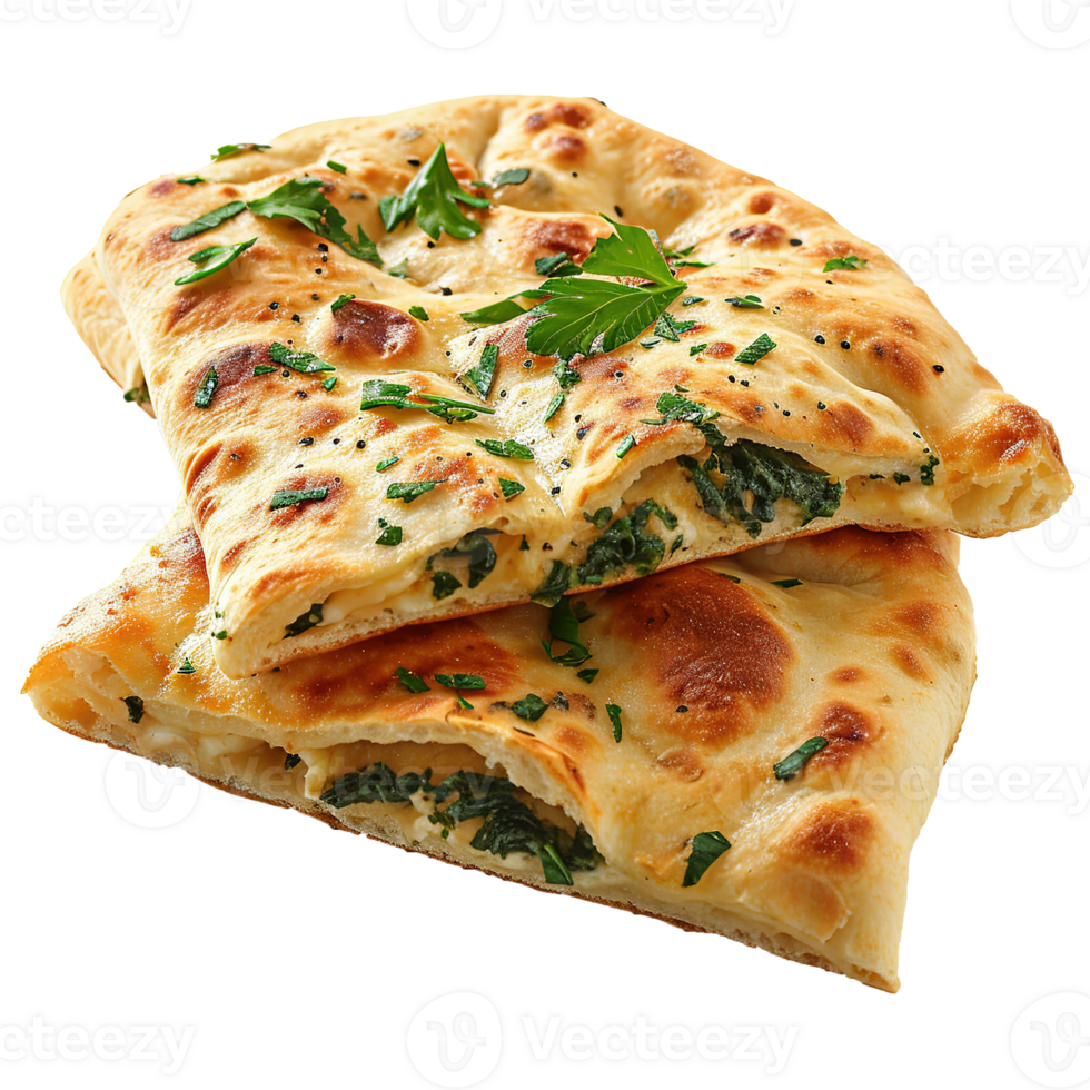 AI generated Stuffed flatbread isolated on transparent background png