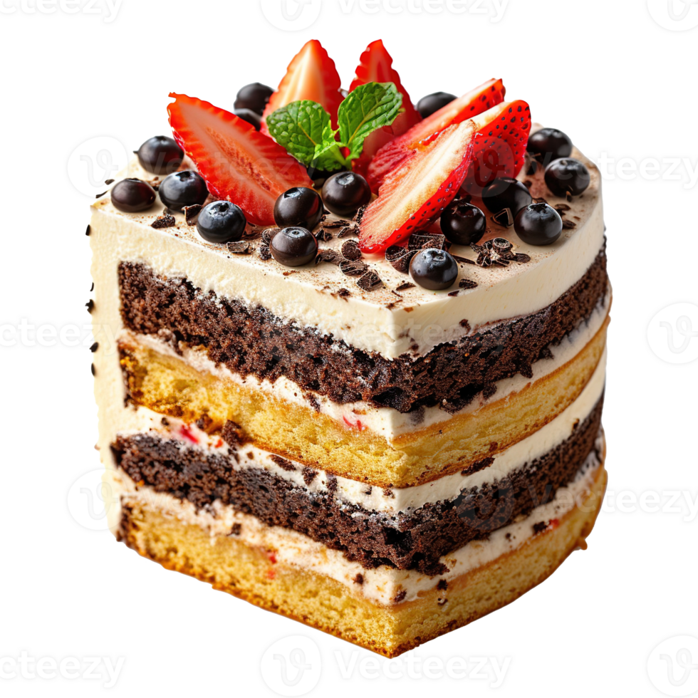 AI generated Delicious cake with berries isolated on transparent background png