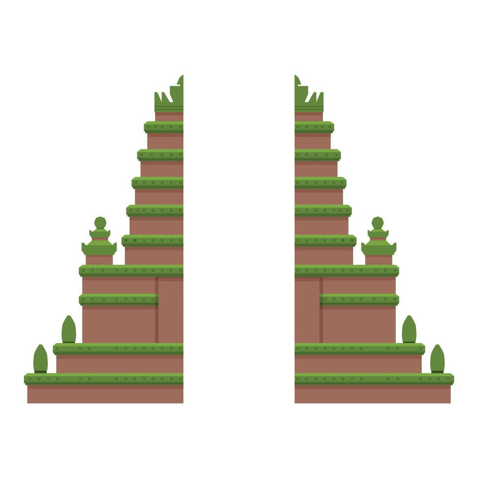 Temple stairs icon cartoon vector. Bali tradition vector