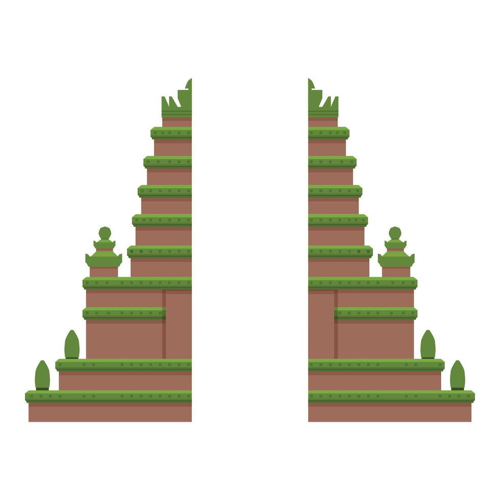 Temple stairs icon cartoon vector. Bali tradition vector