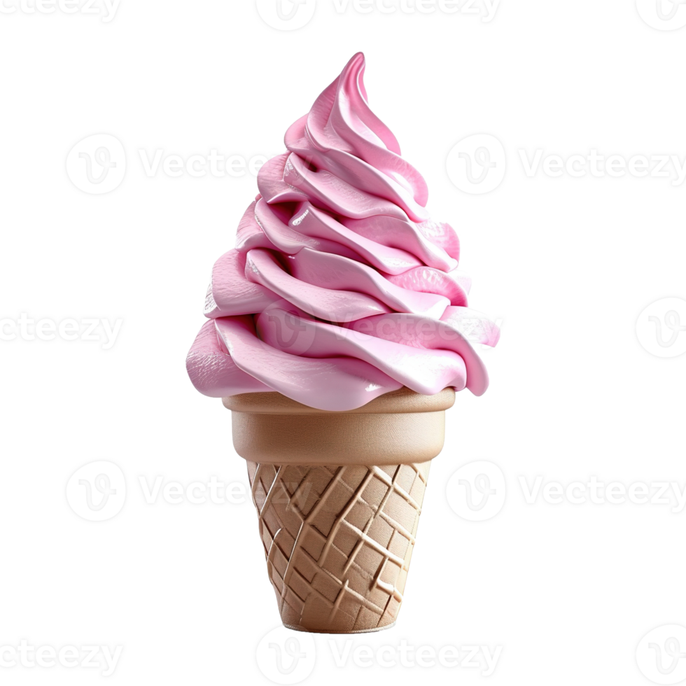 AI generated Ice cream in waffle cone isolated on transparent background png