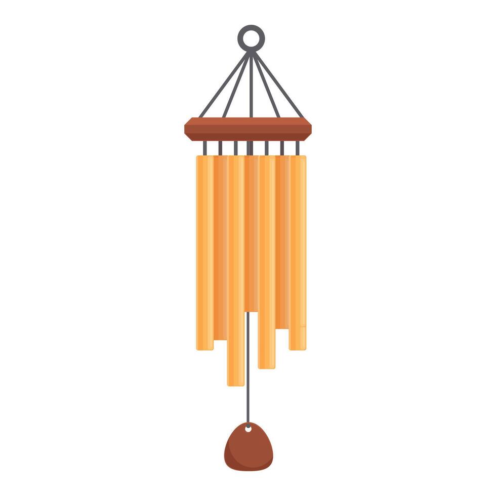 Gold wind chime icon cartoon vector. Asian instrument vector