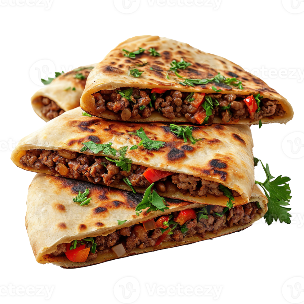 AI generated Stuffed flatbread isolated on transparent background png