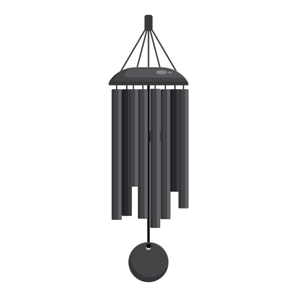 Black color wind chime icon cartoon vector. Vacation morning glory vector