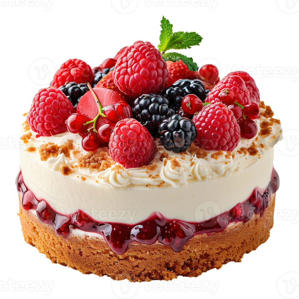 AI generated Delicious cake with berries isolated on transparent background png