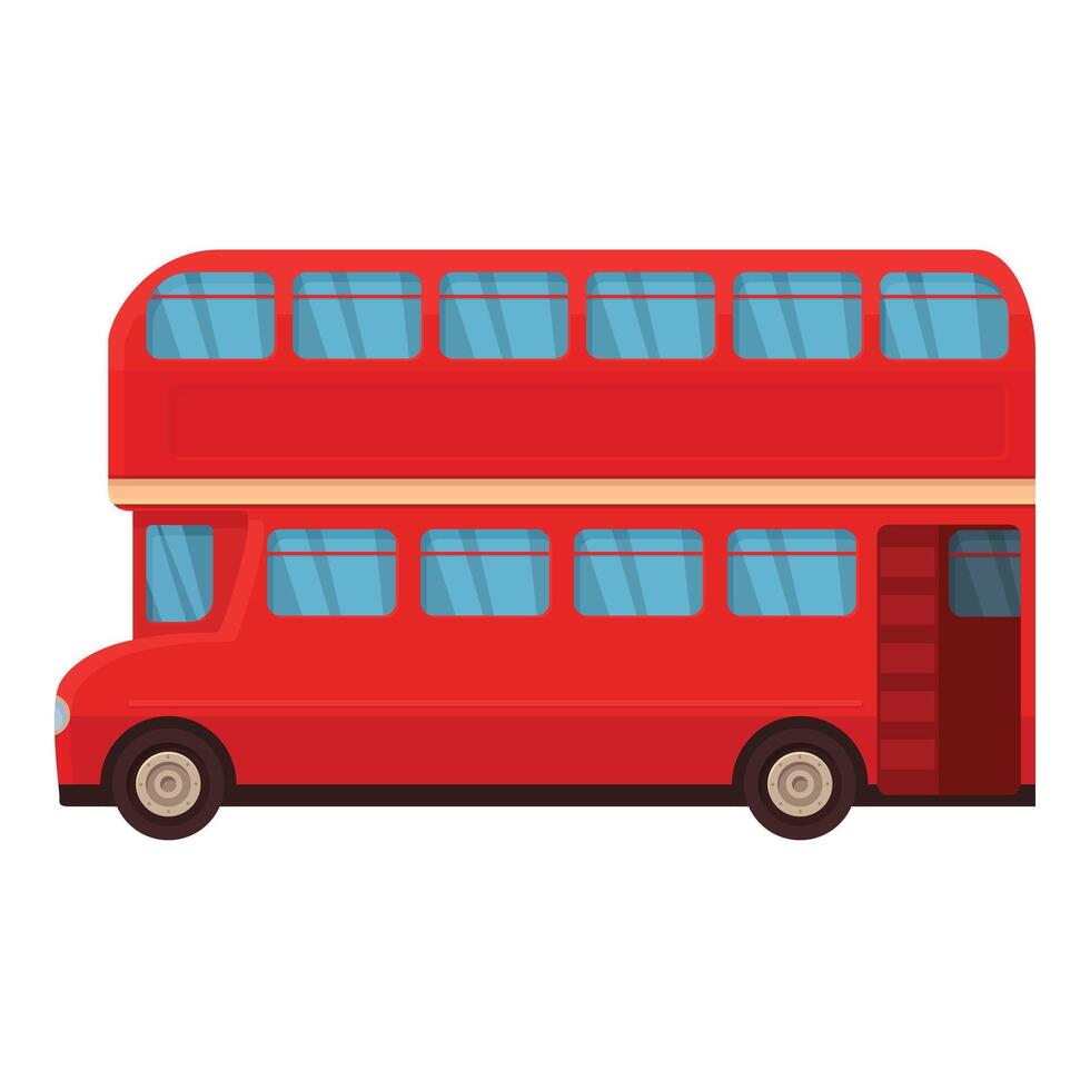 Open door red bus icon cartoon vector. Truck side tourism vector