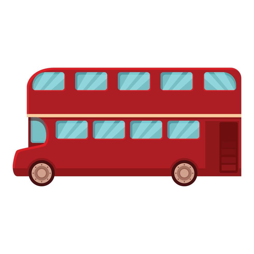 Red English bus icon cartoon vector. Side classic tourism vector