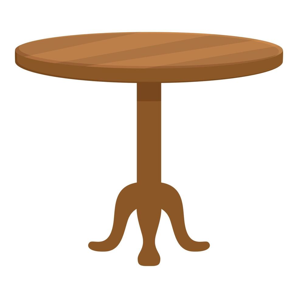 Wooden round table icon cartoon vector. Room home accessories vector