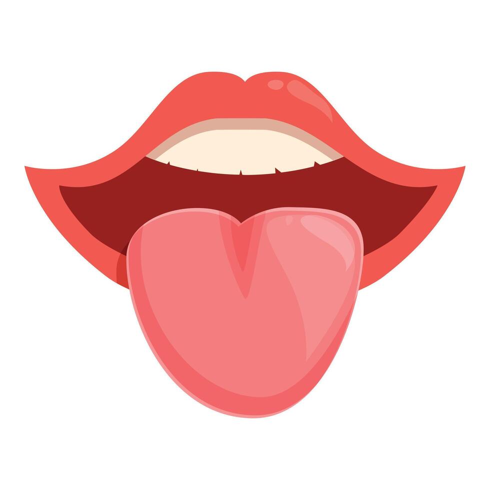 Smile tongue open mouth icon cartoon vector. Dental healthy vector