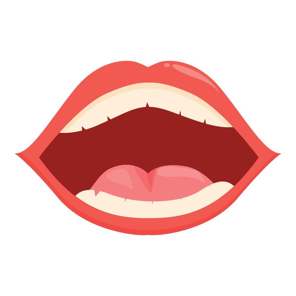 Open mouth with red lips icon cartoon vector. Talk new word vector