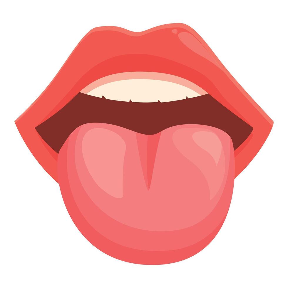 Sexy fun tongue icon cartoon vector. Female red lips vector