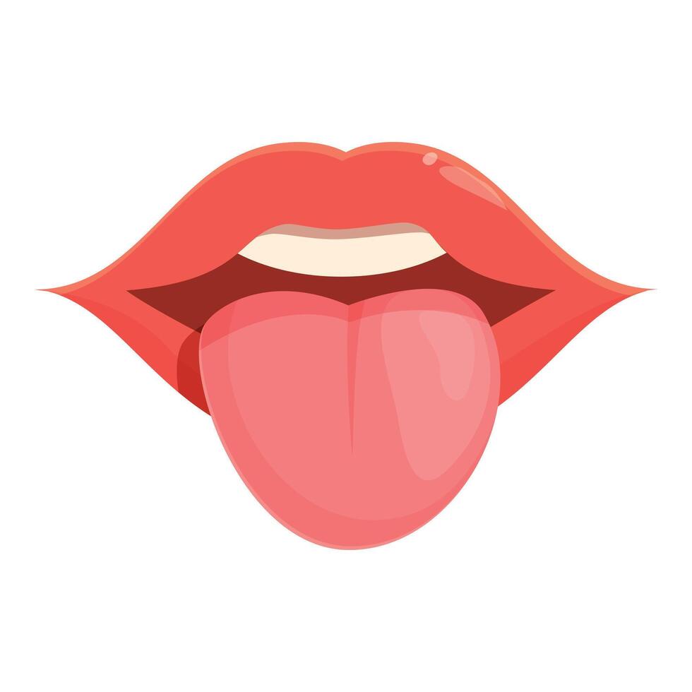 Girl long tongue icon cartoon vector. Organ healthy teeth vector