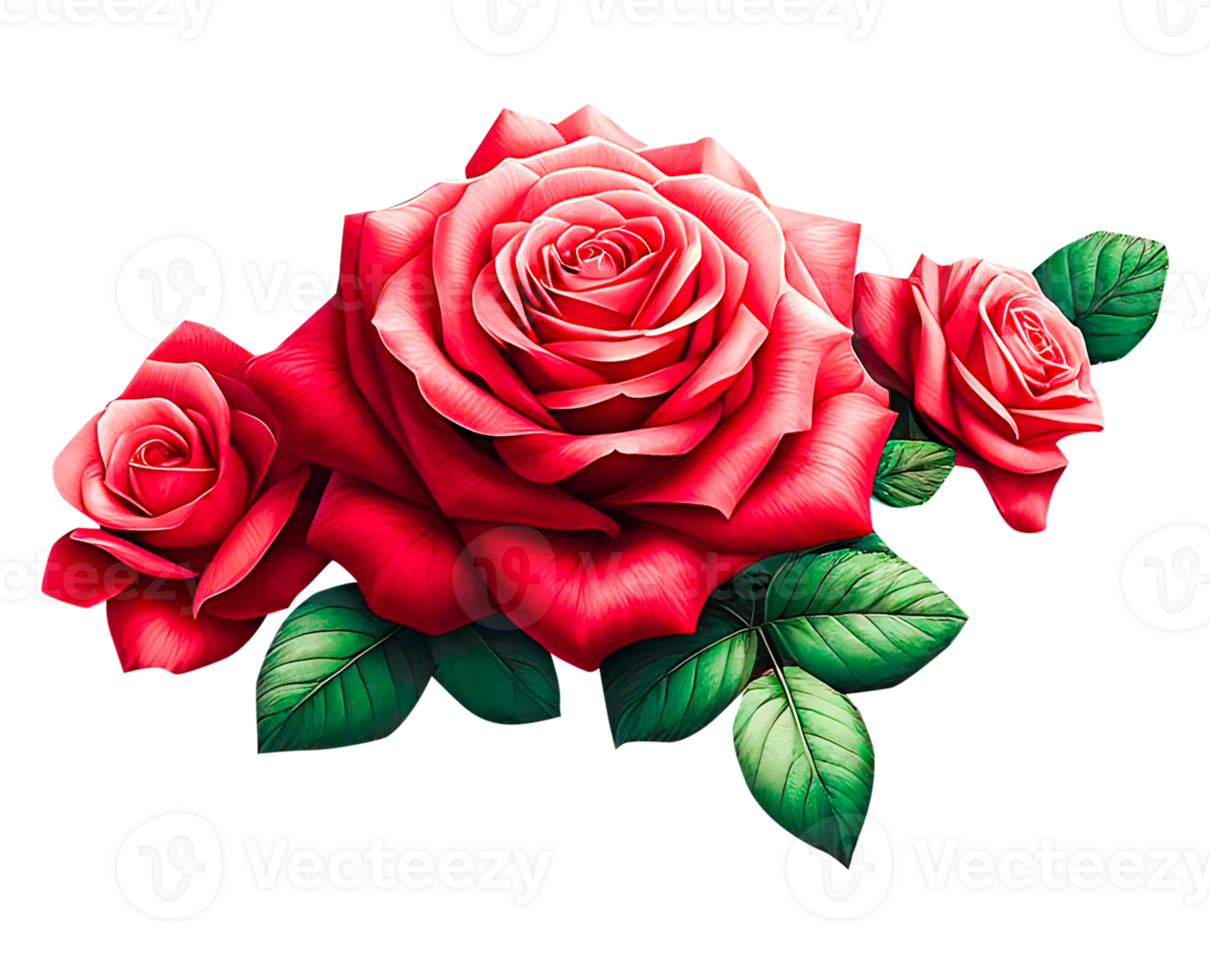 ai generiert lesen Rose Blumen im ein Blumen- Anordnung mit ein transparent Hintergrund png