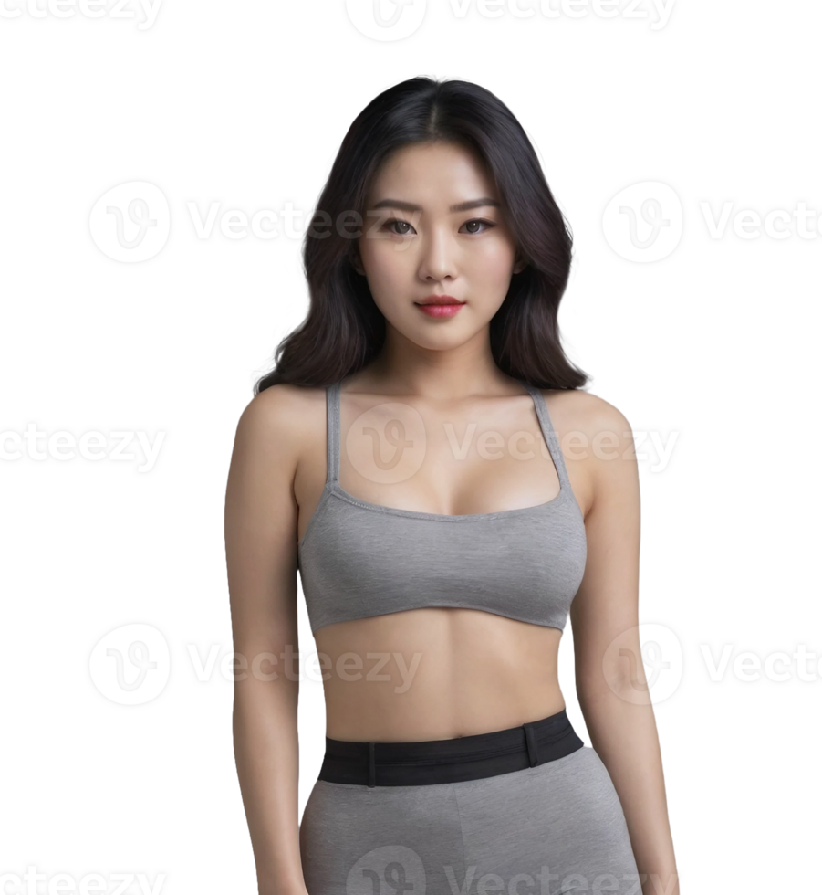 ai généré le asiatique femme visage et corps sont capturé dans le modèle png