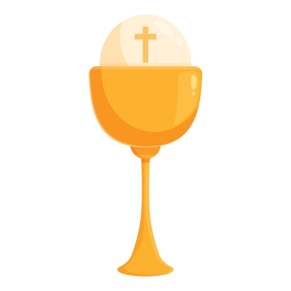 Holy gold cup icon cartoon vector. Church religion holiday vector