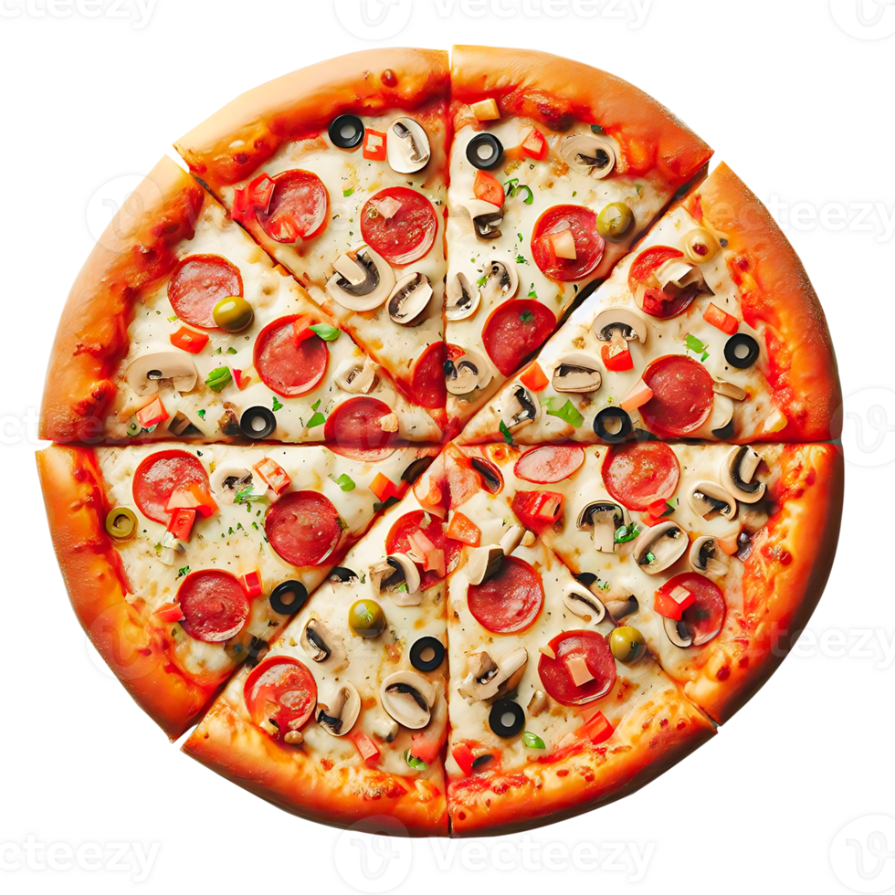 ai generado delicioso sabroso rebanada de pepperoni Pizza en transparente antecedentes png