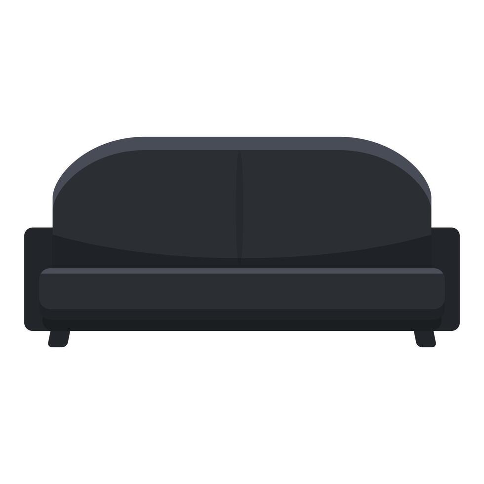Black leather sofa icon cartoon vector. Office cute design vector