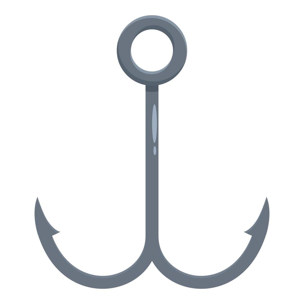 Double steel hook icon cartoon vector. Mesh aquatic maritime vector