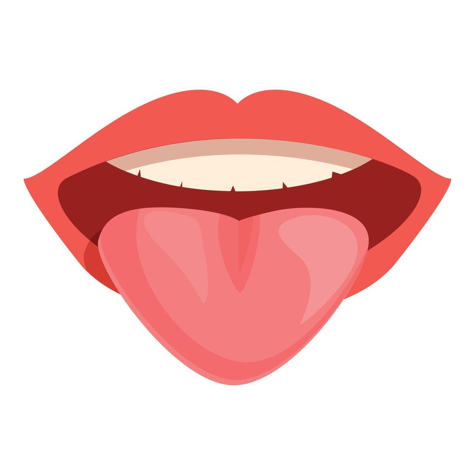 Tongue smile woman icon cartoon vector. Sexy red lips vector