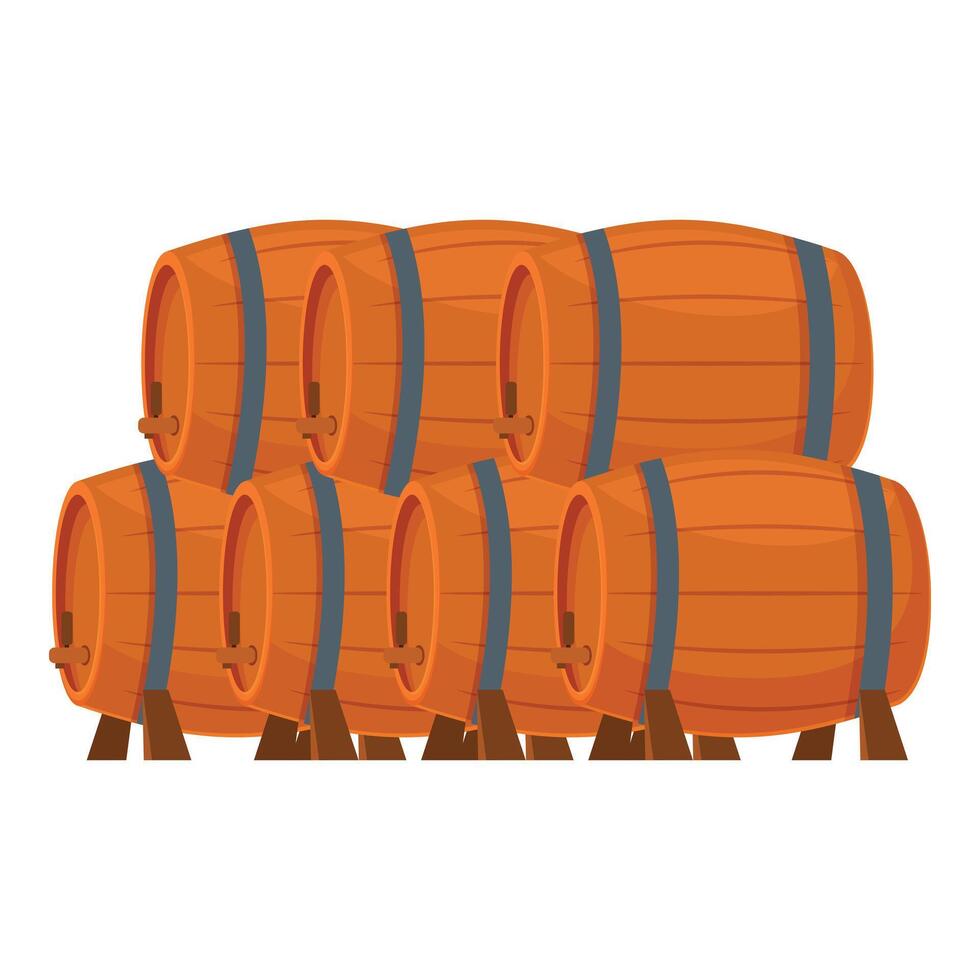 Wine barrel stack icon cartoon vector. Red wine alcohol vector