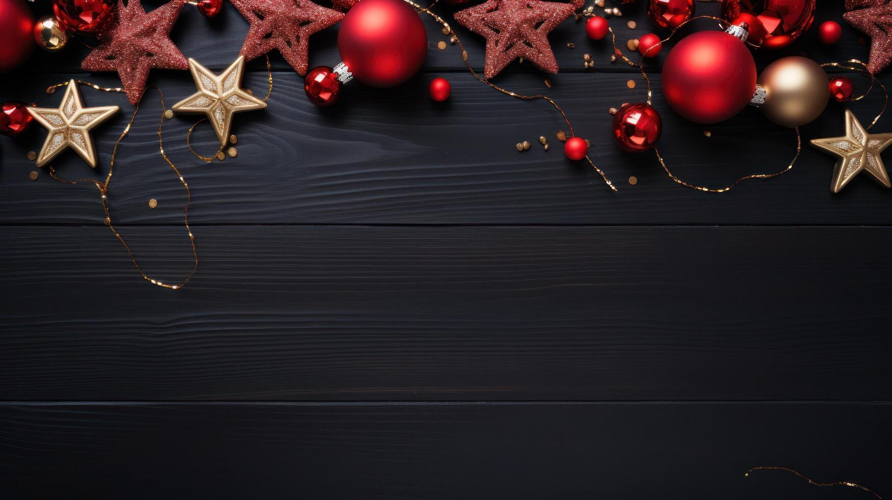 AI generated christmas party background with copy space photo