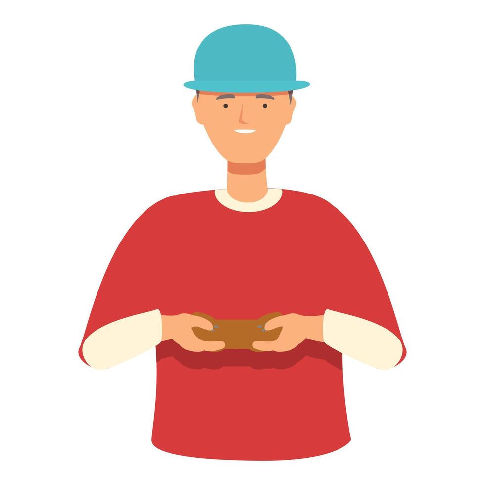 Gamer boy with baseball cap icon cartoon vector. Happy teenager vector